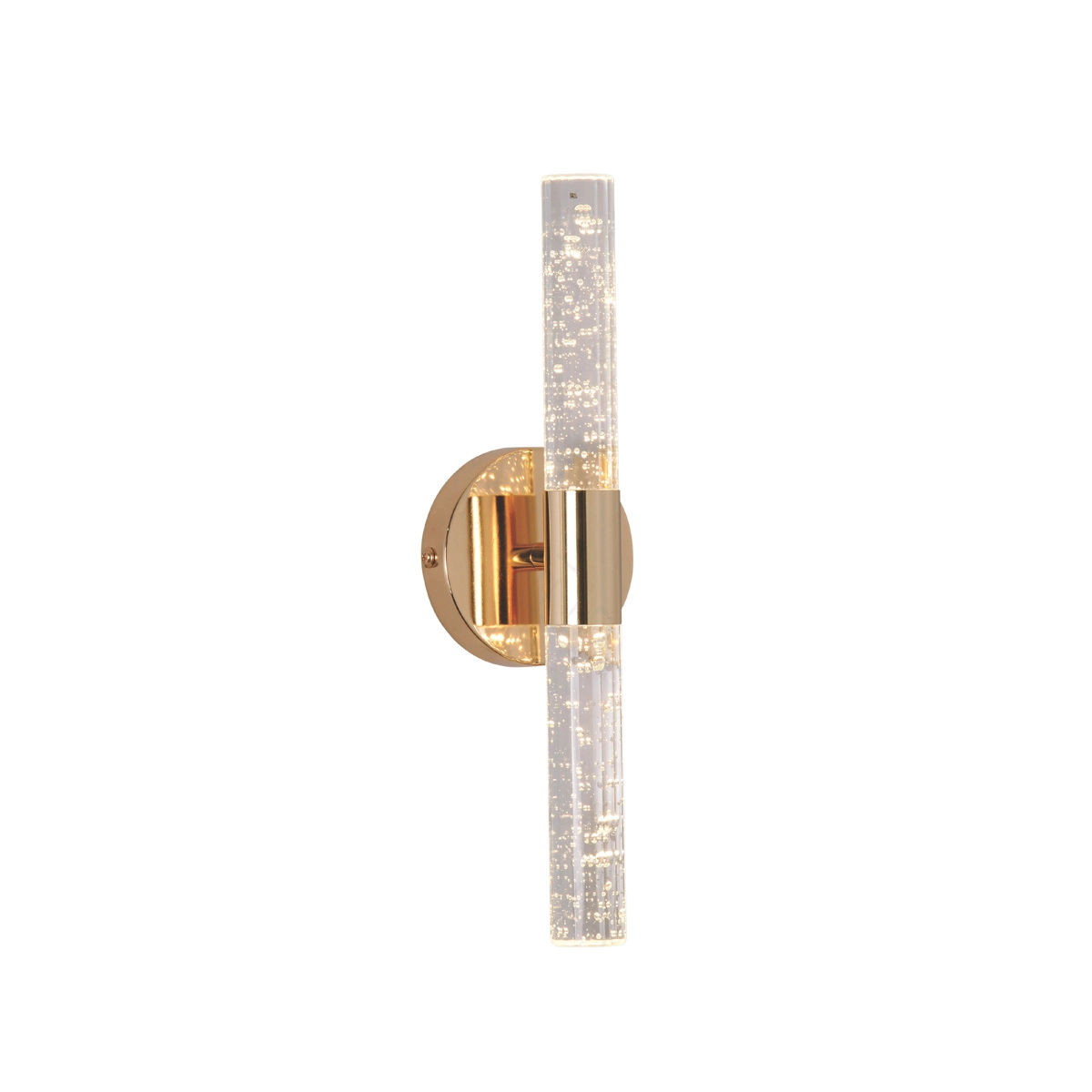 Arandela Tubo Cristal Dourado Led 6w 3000k 32cm
