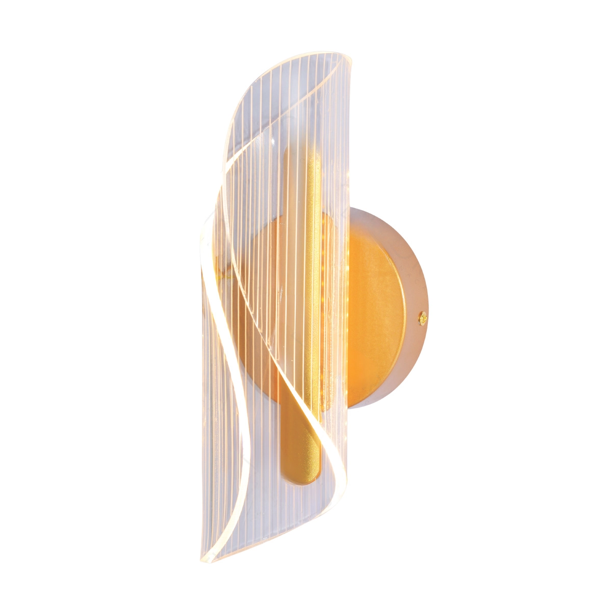 Arandela Acrílico Dourado Led 7w 3000k 25cm