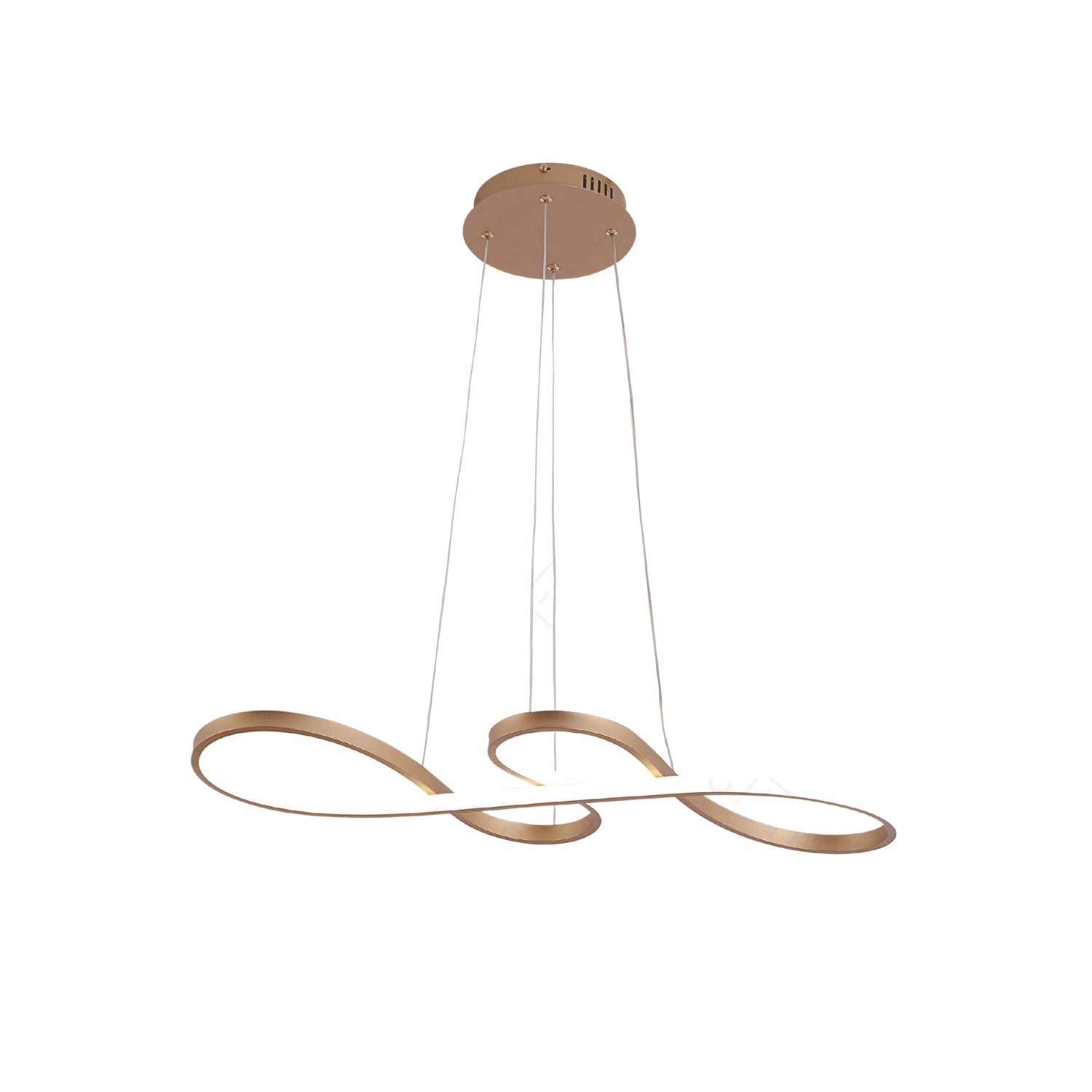 Pendente Espiral Metal Dourado 75cm Bivolt Led 47w 3 Em 1