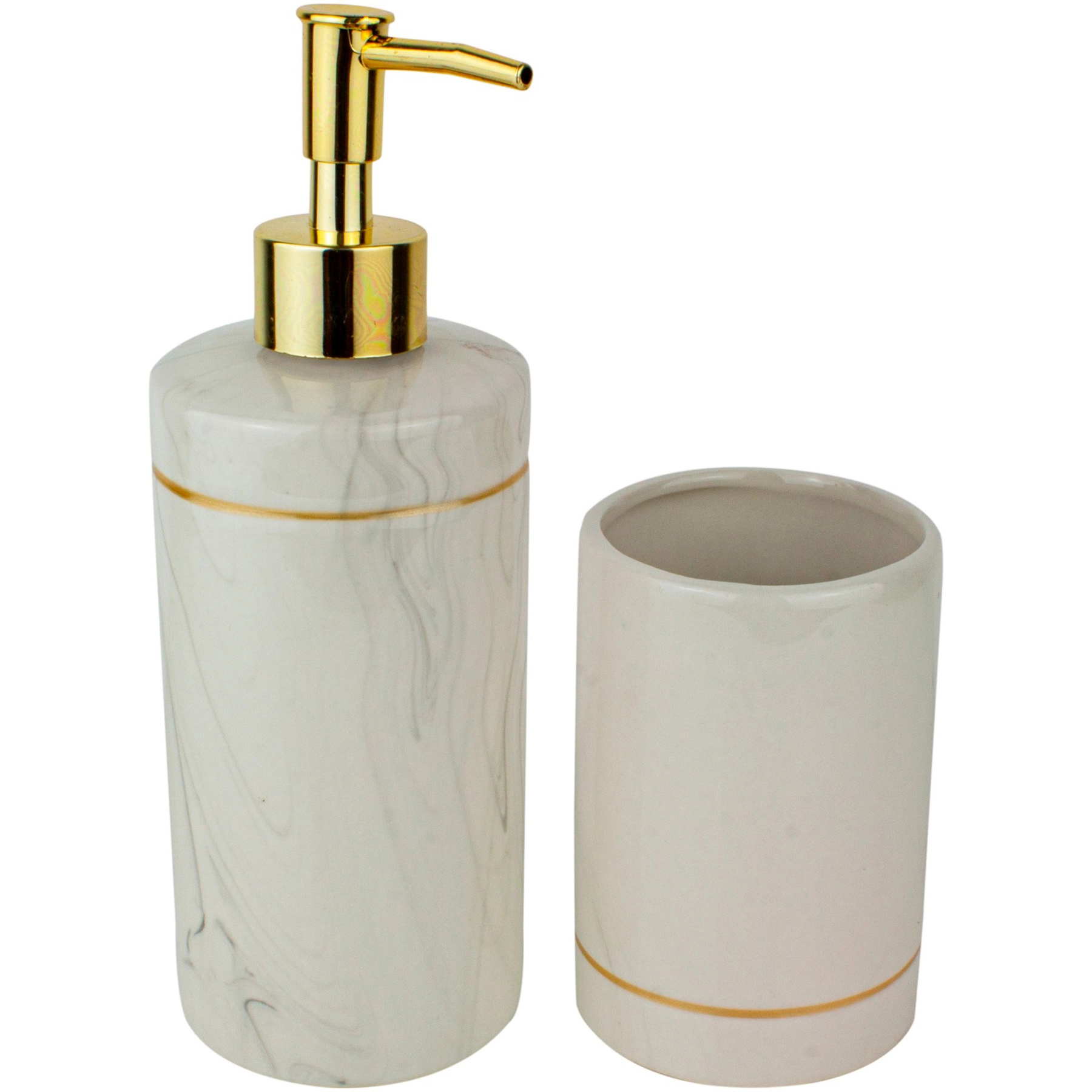 Kit Acessórios de Bancada para Banheiro 2 Peças Cerâmica Branco Mix Bianchini