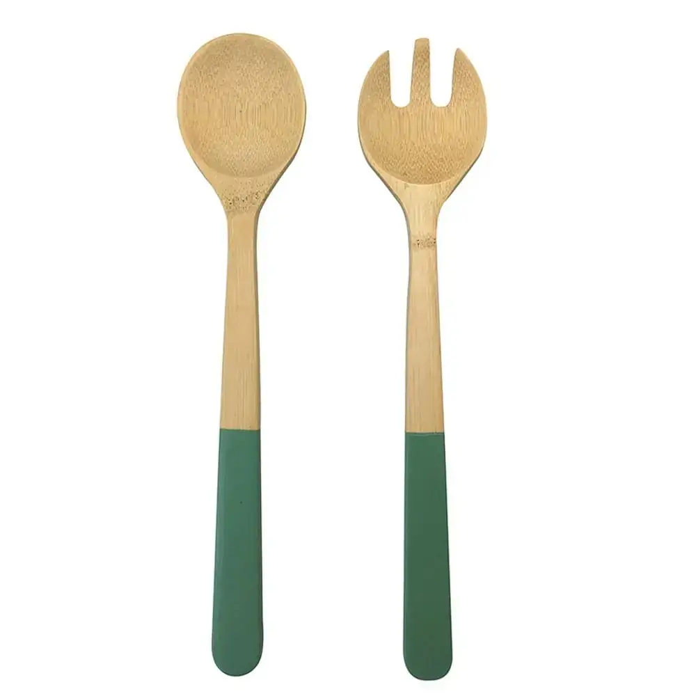 Jogo de 2 Utensílios para Salada em Bambu 31cm Verde OIKOS MES02481VSL
