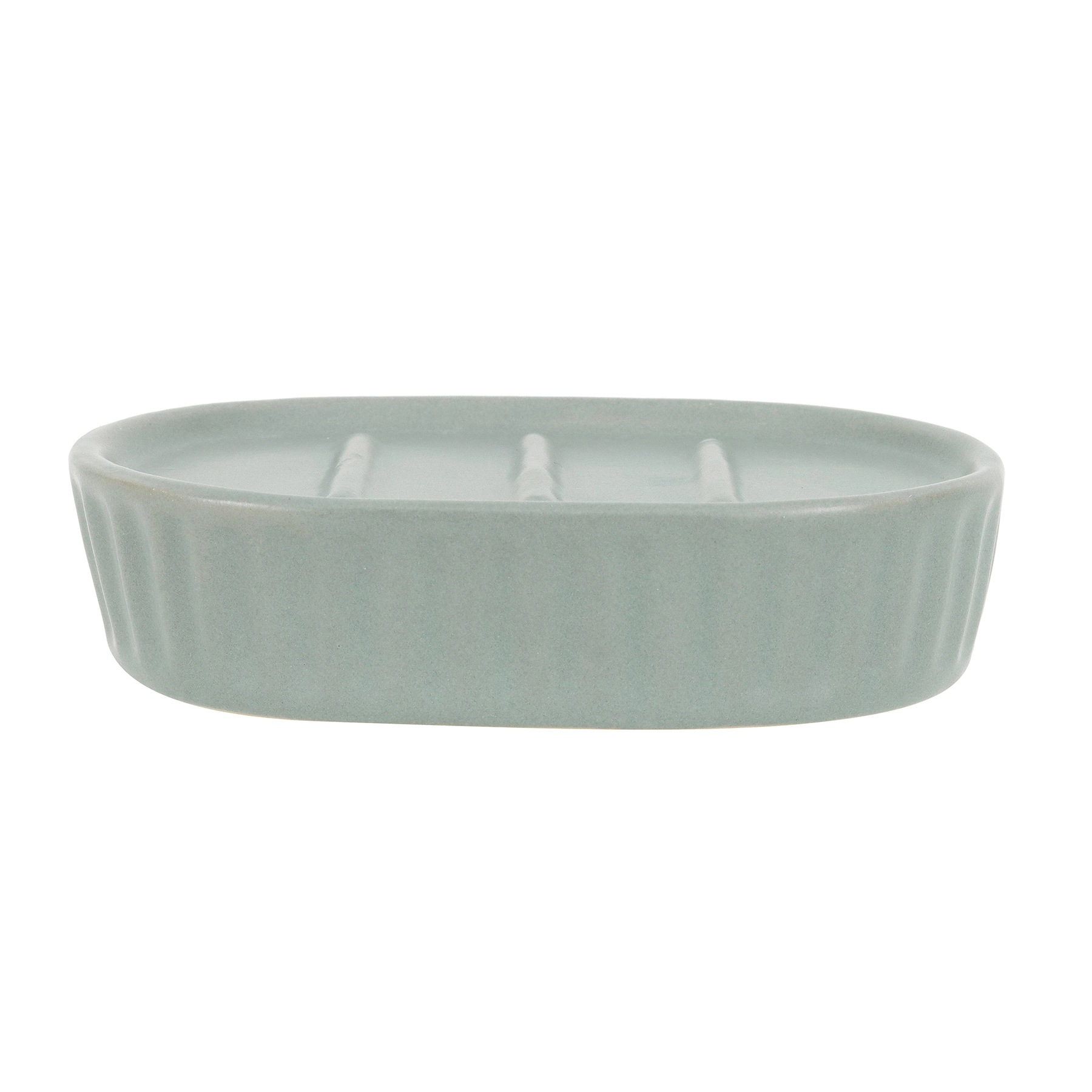 Saboneteira de Bancada Cerâmica Oval Verde Sálvia 8,5cmx12,2cm Oikos