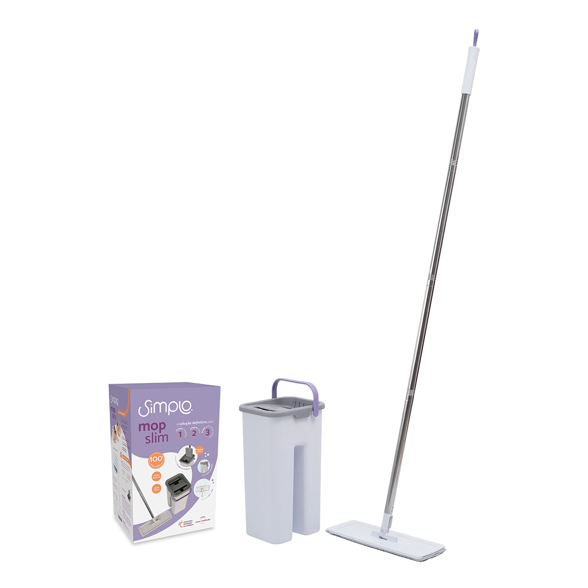 Mop Slim Lava E Seca Com Balde 5,7l E Esfregao - Simplo Branco