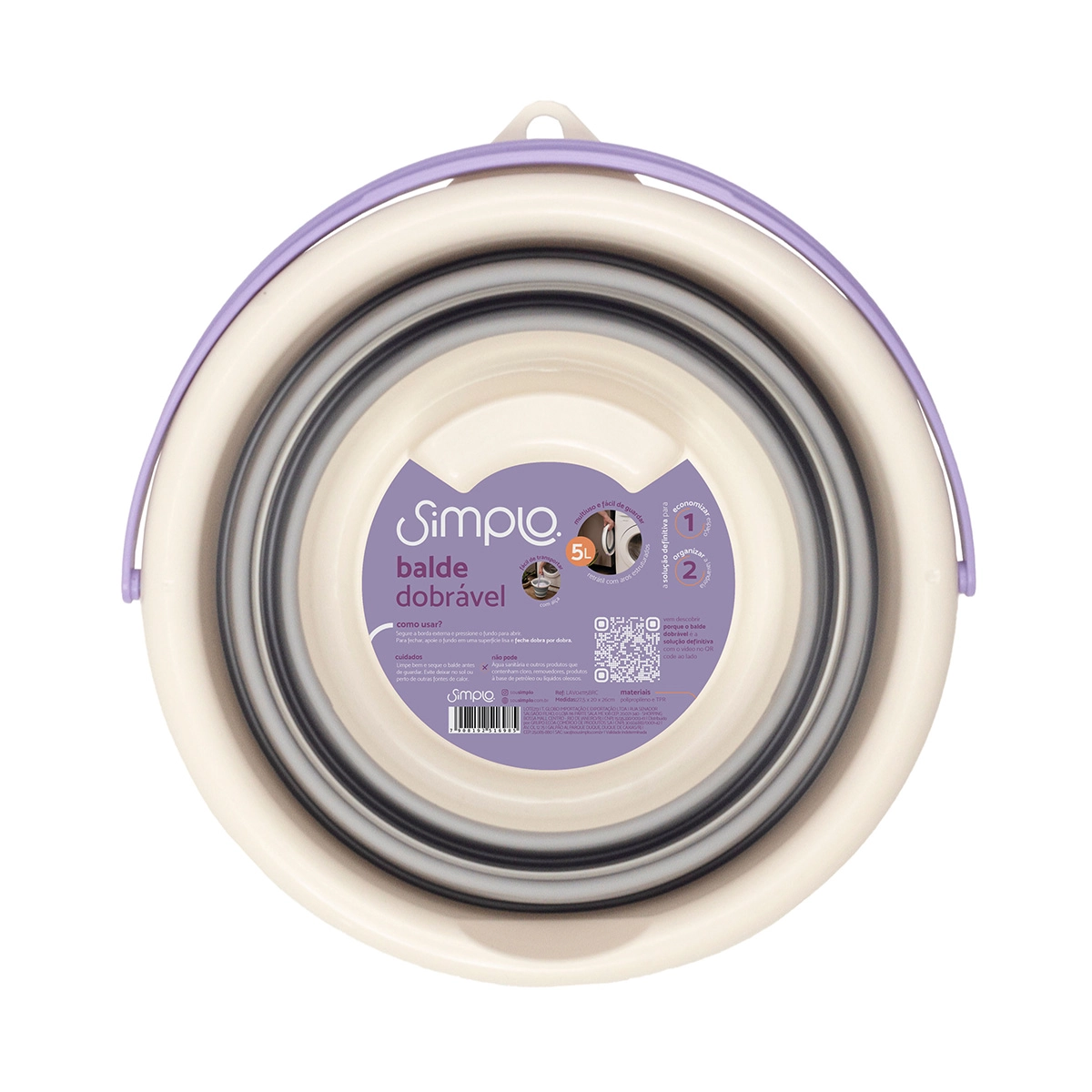 Balde Dobravel 5 Litros - Simplo Branco