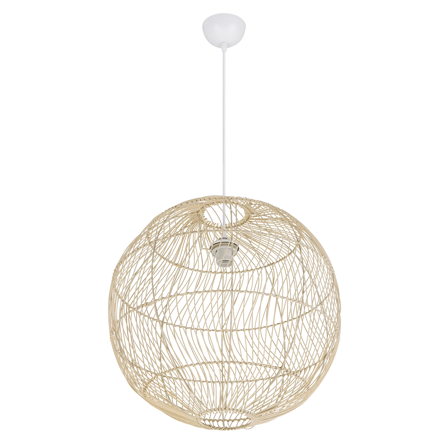 Pendente Circular 1 Lâmpada Vime Rattan E27 50cm Oikos