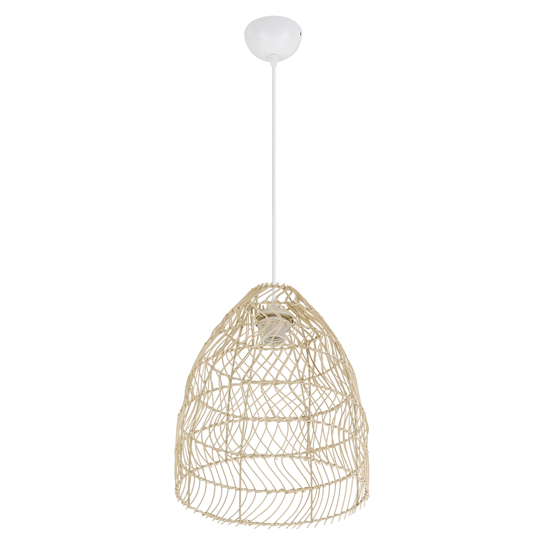 Pendente Oval 1 Lâmpada Vime Rattan E27 30cm Oikos