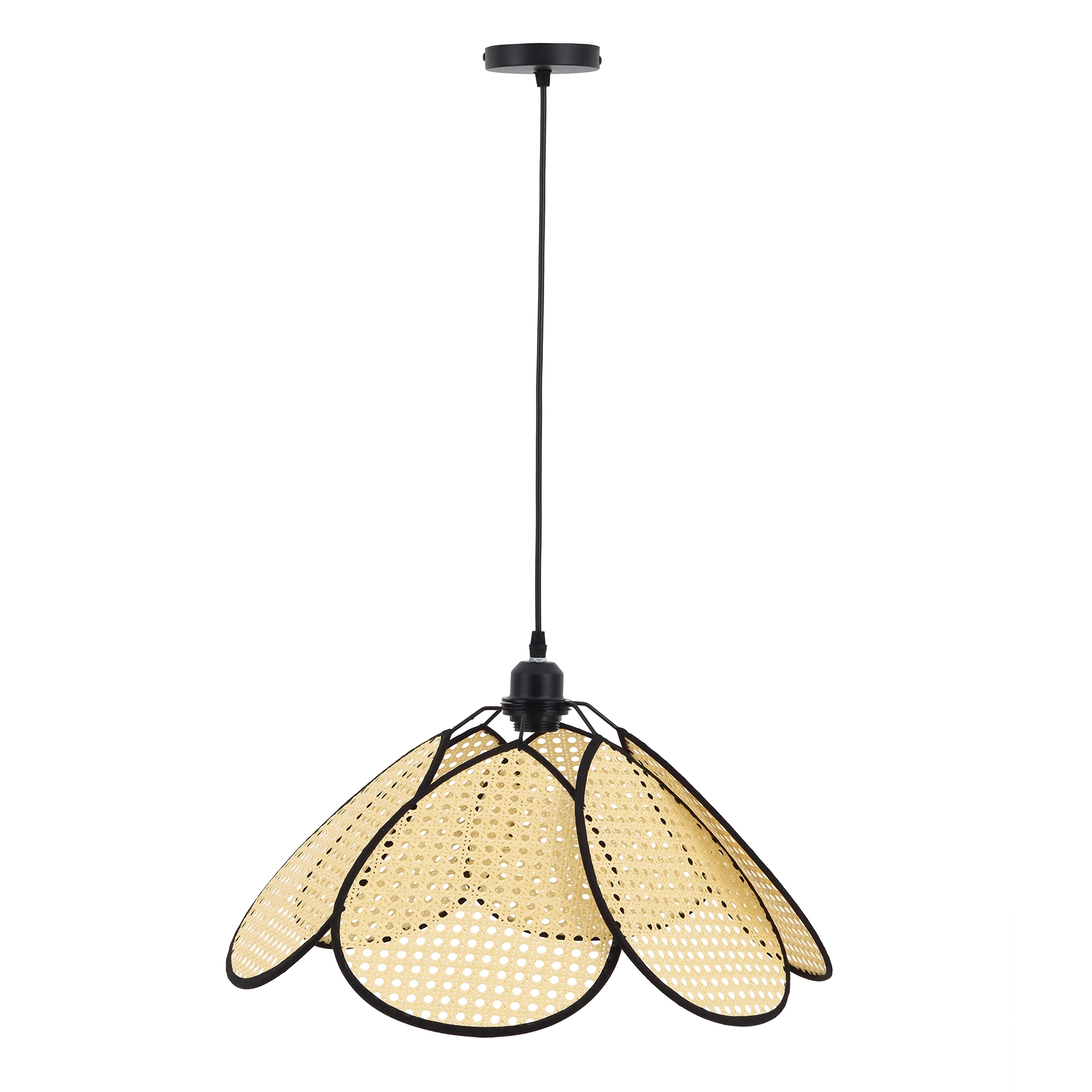 Pendente Petalas 1 Lâmpada Vime Rattan E27 50cm Oikos