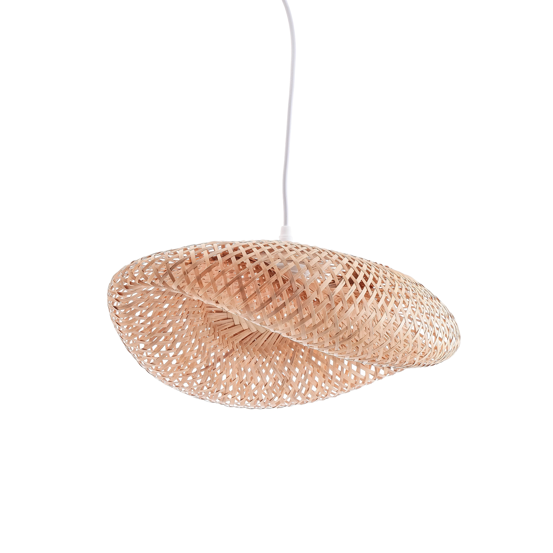 Pendente Curvas 1 Lâmpada Bambu E27 69cm Oikos