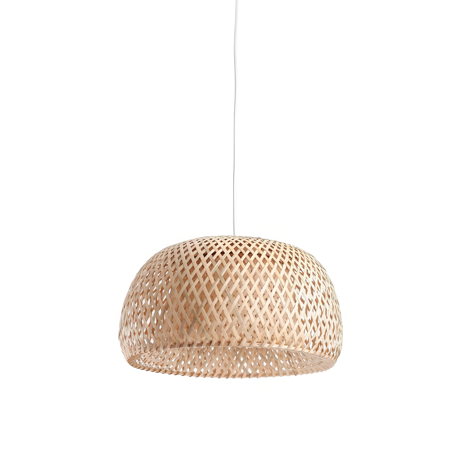 Pendente Meia Lua 1 Lâmpada Bambu E27 37cm Oikos