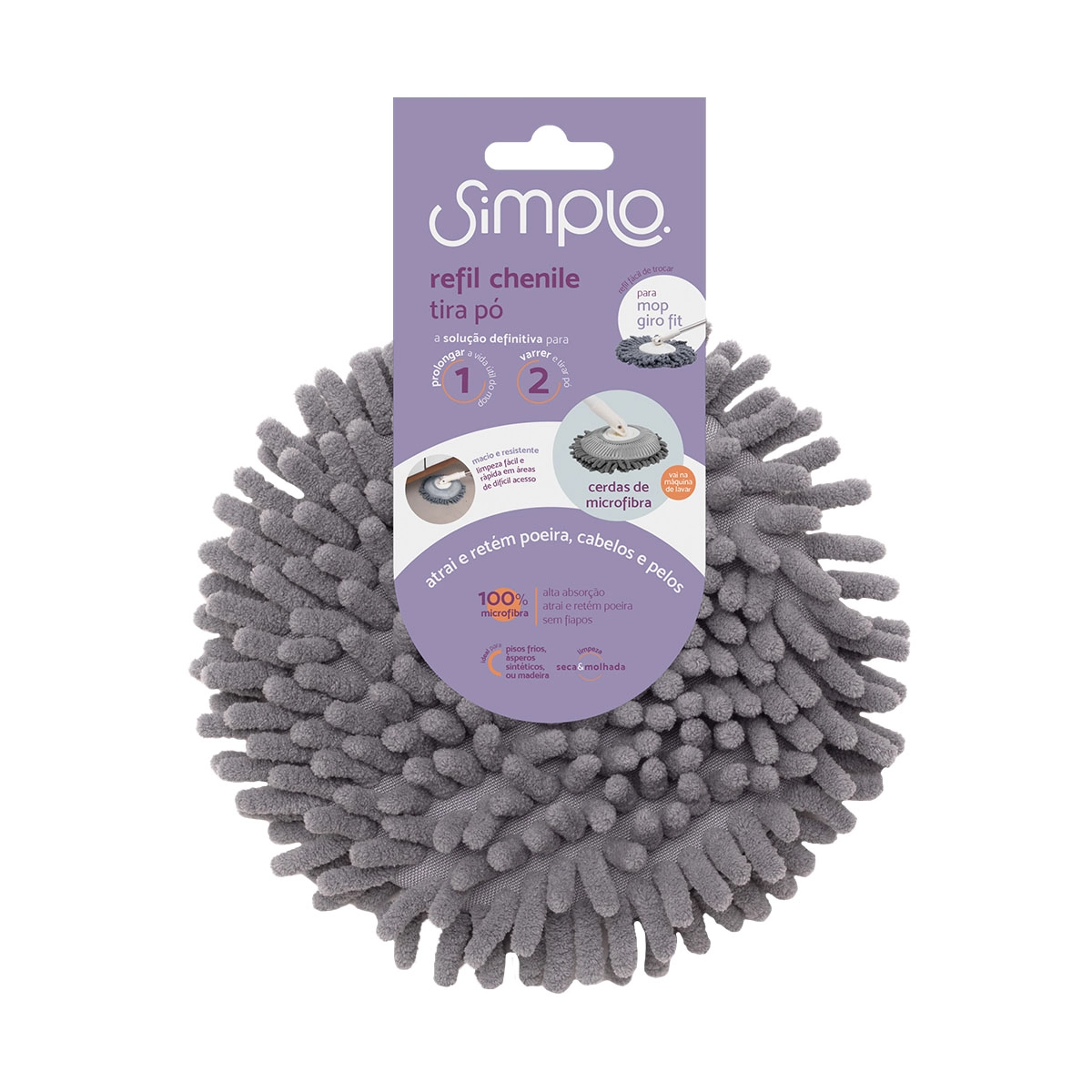 Refil Chenile Para Mop Giro Fit - Simplo Cinza U