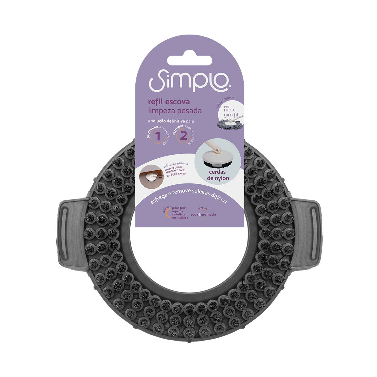 Refil Escova Limpeza Pesada Para Mop Giro Fit – Simplo Cinza U