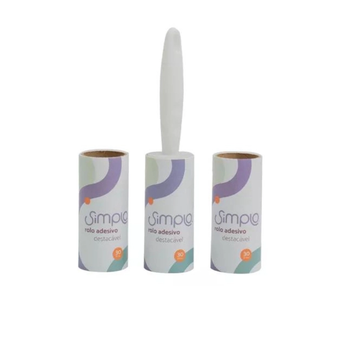 Conjunto Rolo Adesivo 3 Pecas - Simplo Branco