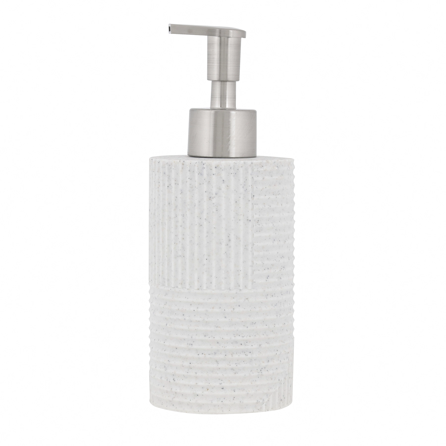 Porta Sabonete Líquido de Bancada para Banheiro 440ml Cerâmica Off White Milos Oikos