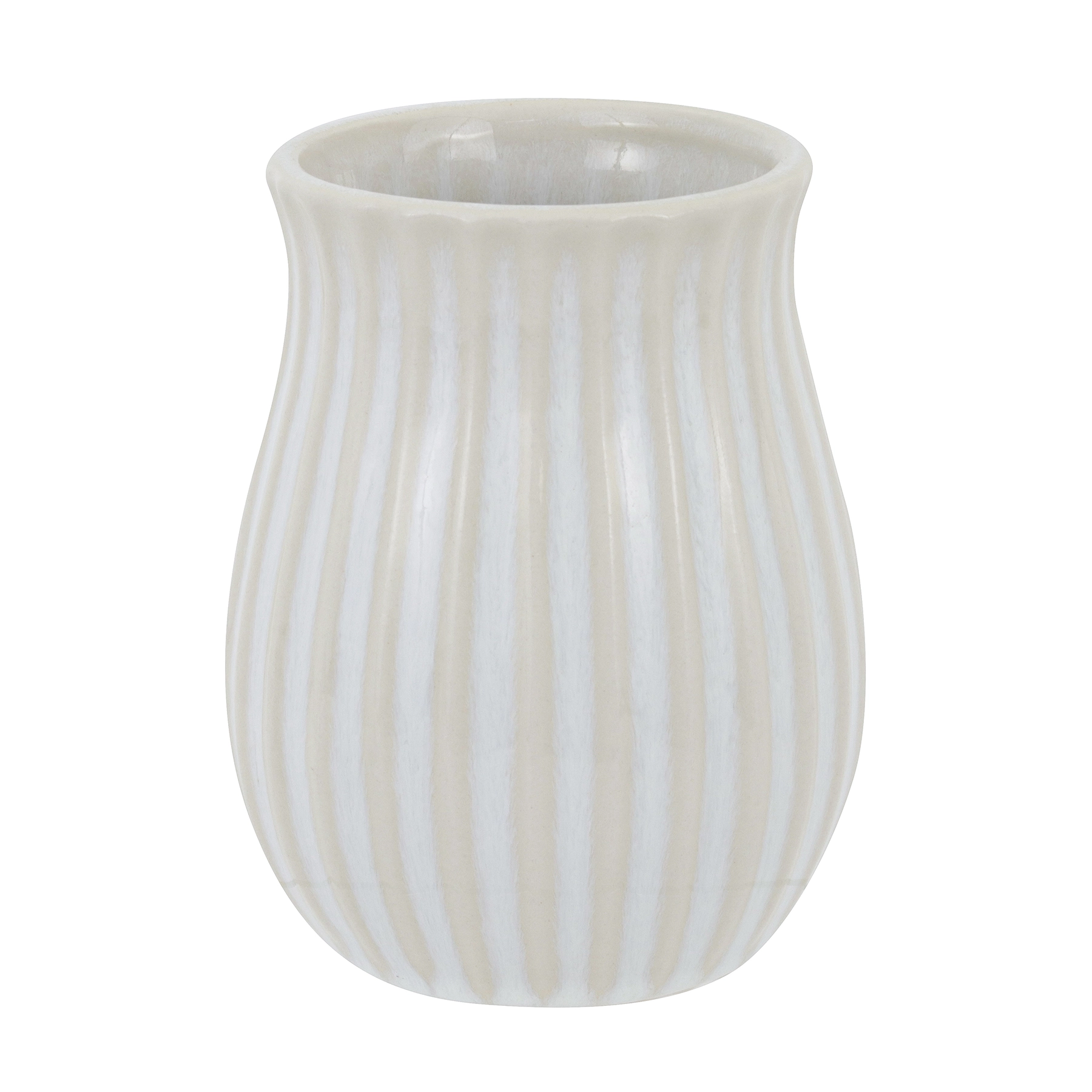 Porta Escova de Dente de Bancada para Banheiro Cerâmica Branco Naxos Oikos