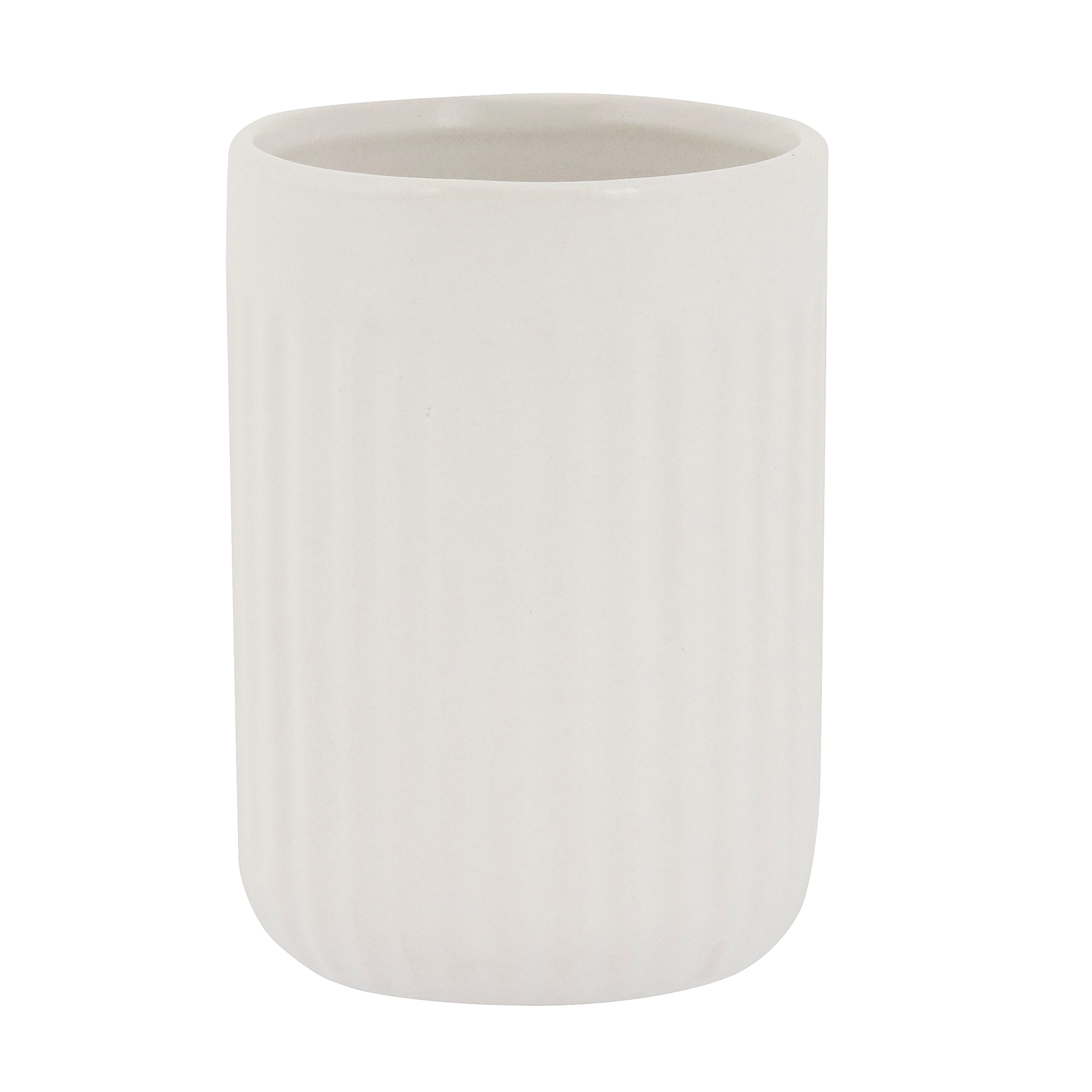 Porta Escova de Dente de Bancada para Banheiro Cerâmica Branco Syros Oikos