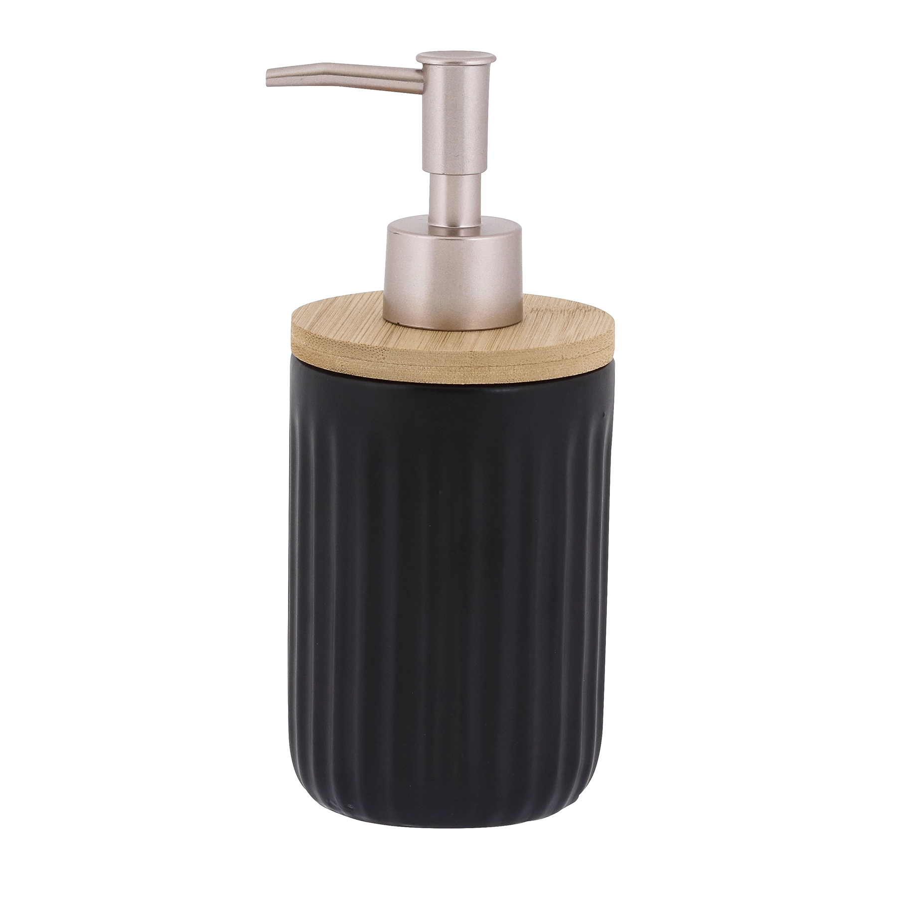 Porta Sabonete Líquido de Bancada para Banheiro 550ml Cerâmica Preto Delos Oikos