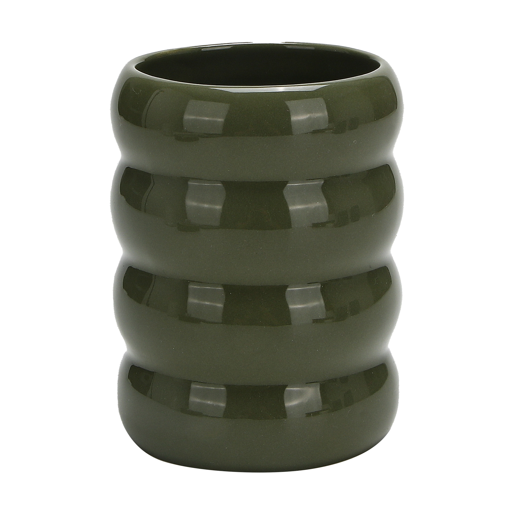 Porta Escova de Dente de Bancada para Banheiro Pedra Verde Escuro Gomos Oikos
