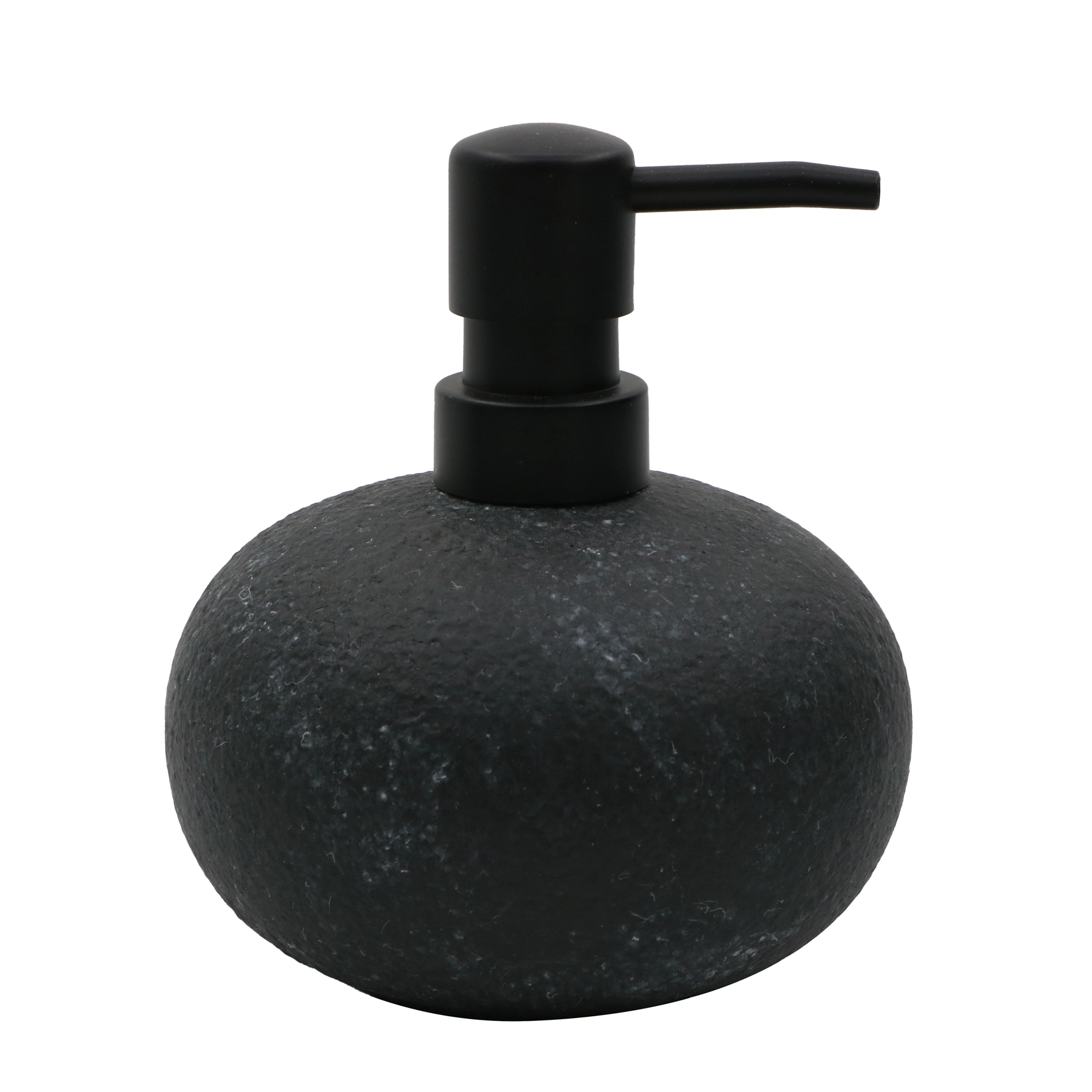 Porta Sabonete Líquido de Pia para Banheiro 500mL Cerâmica Preto Pedra Oikos