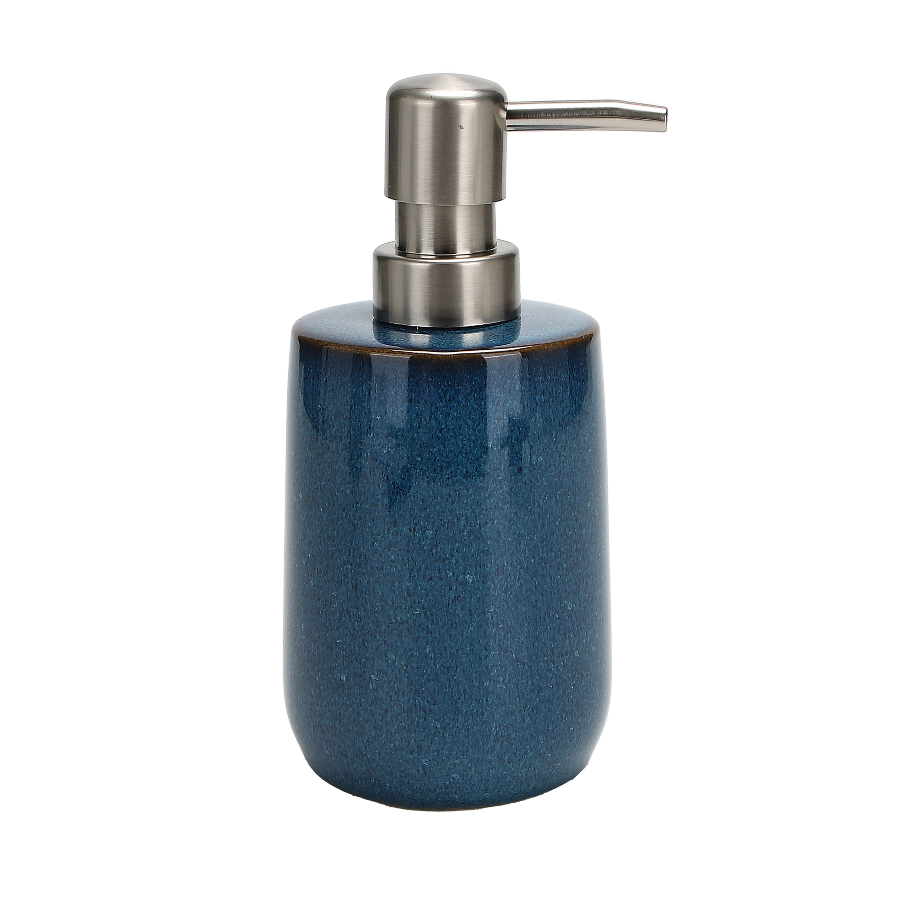 Porta Sabonete Líquido de Pia para Banheiro 500mL Cerâmica Azul Nuances Oikos