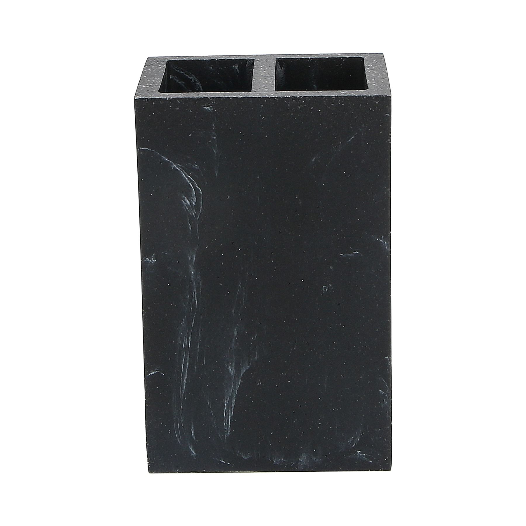 Porta Escova de Dente de Bancada para Banheiro Pedra Preto Marmorizado Oikos