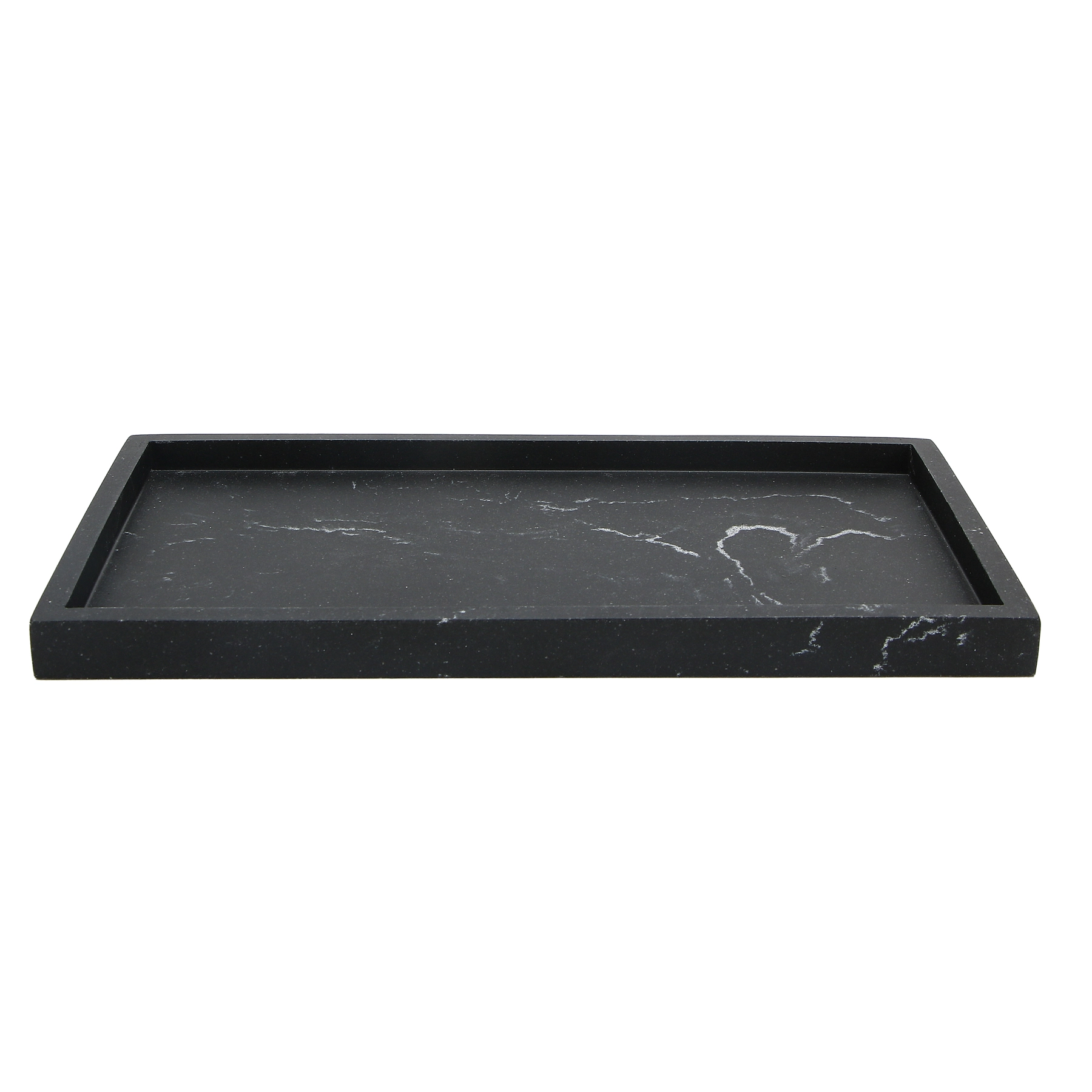 Bandeja para Banheiro Mineral Preta 16x2x27,5cm Marmorizado Oikos