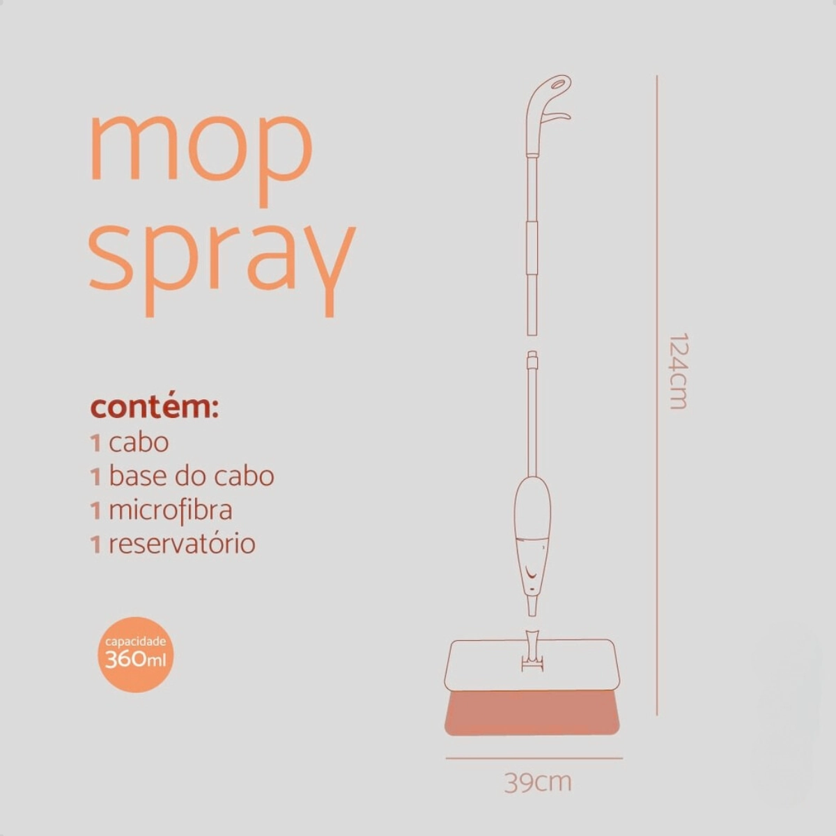 Mop Mozcada Spray Slim Com Gatilho E Esfregão De Microfibras