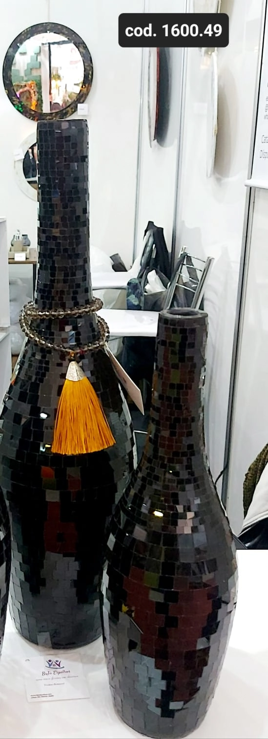 Jogo Vaso Garrafa Par Preto 1600.49 Biju Espelhos