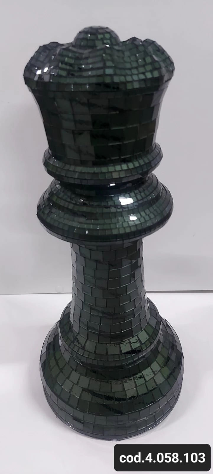 Peca Decorativa Xadrez Rei Verde Preto 4058103 Biju Espelhos