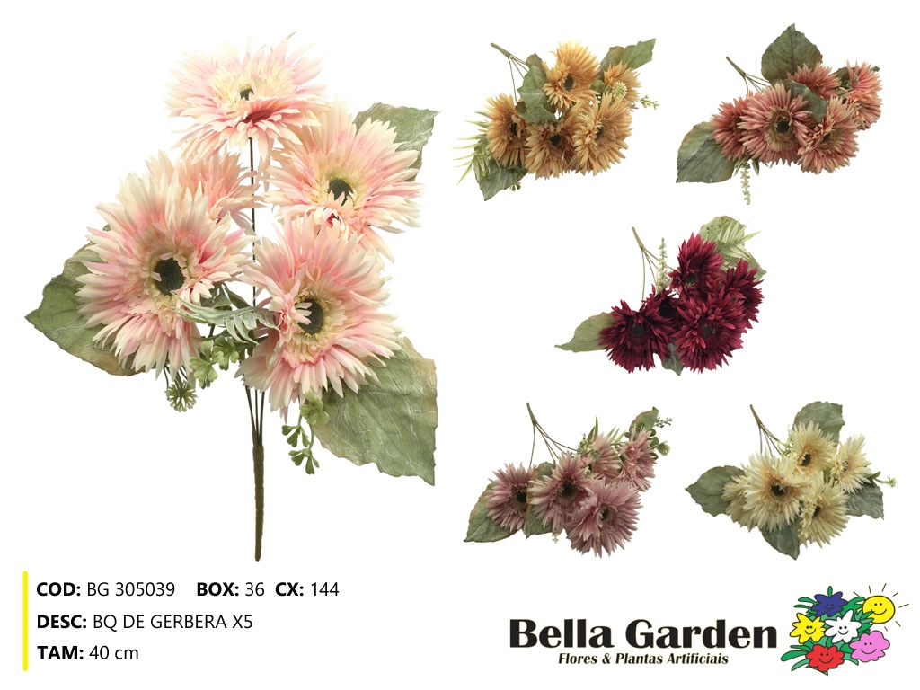 Buque Gerbera X5 Bg305039 Bella Flor