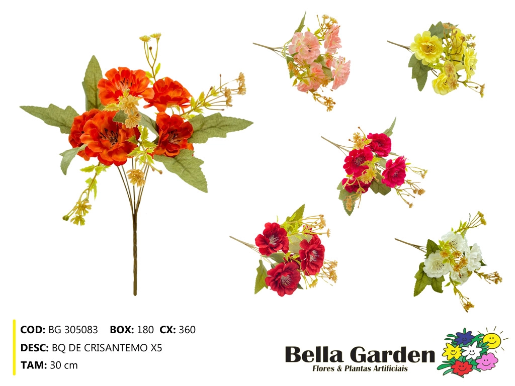 Buque Crisantemo X5 30cm Bg 305083 F.bella Flor