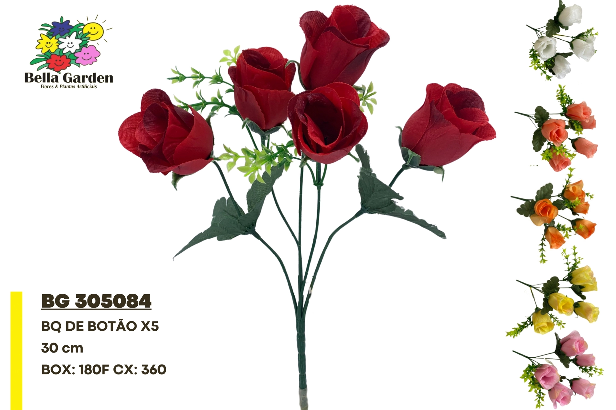 Buque Botao Rosa X5 30cm Bg 305084 F.bella Flor