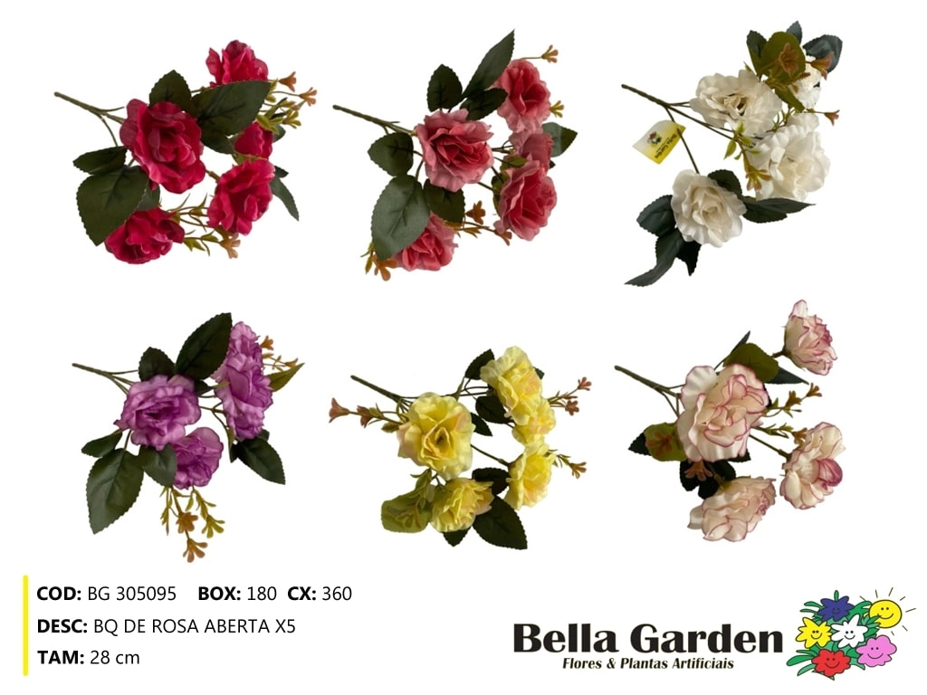 Buque Rosa Aberta X5 Bg 305095 Bella Flor