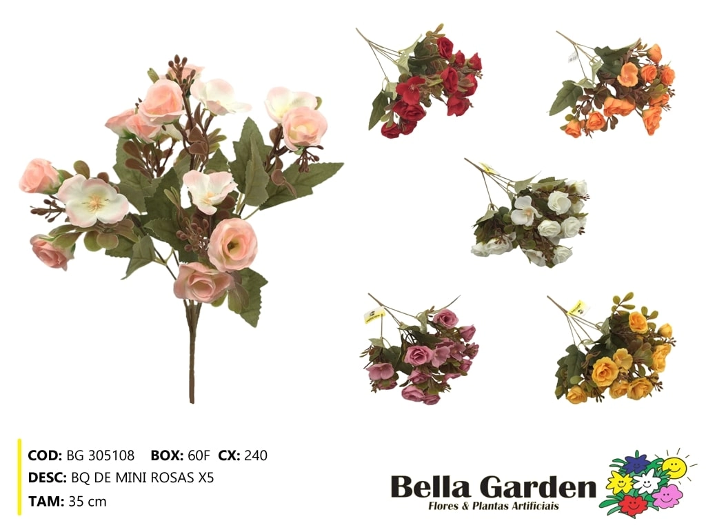 Mini Buque Rosa X5 Bg 305108 Bella Flor