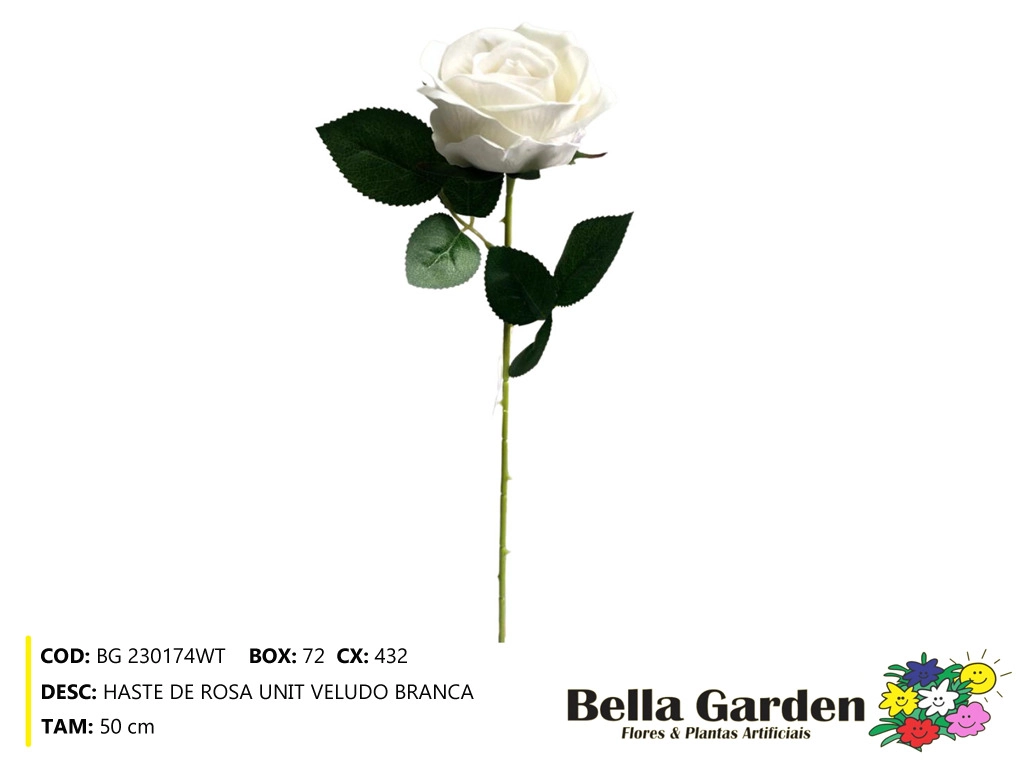 Haste Rosa Veludo Branca 50cm Bg 230174wt F.bella Flor