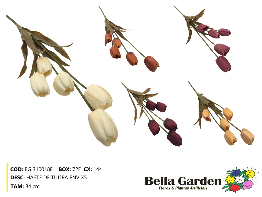 Haste Tulipa Envelhecido X5 84cm Bg 310018e F.bella Flor