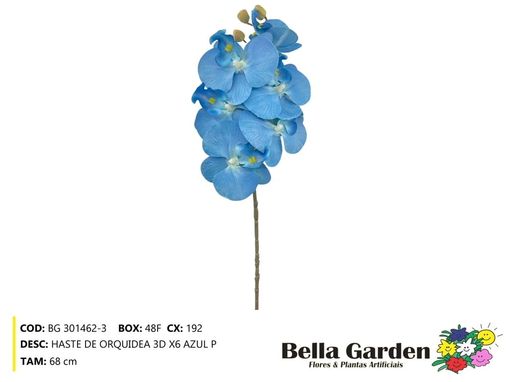 Haste Orquidea 3d P Azul X6 Bg 301462 3 Bella Flor
