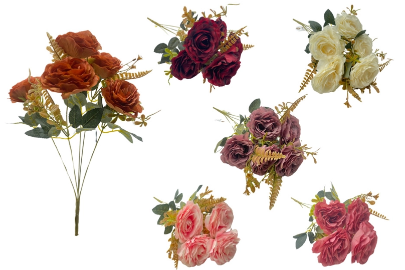 Buque Rosa Bela Envelhecida X5 42cm Bg305117e Bella Flor