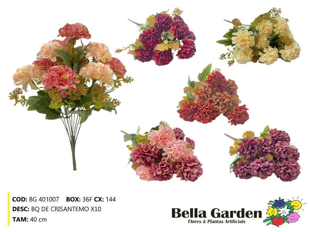 Buque Crisantemo X10 40cm Bg 401007 F.bella Flor