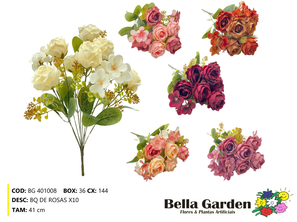 Buque Rosas X10 41cm Bg 401008 F.bella Flor