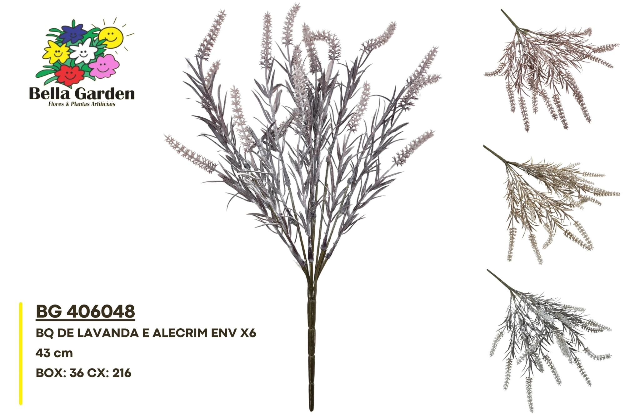 Buque Lavanda Alecrim Env X6 43cm Bg 406048 F.bella Flor
