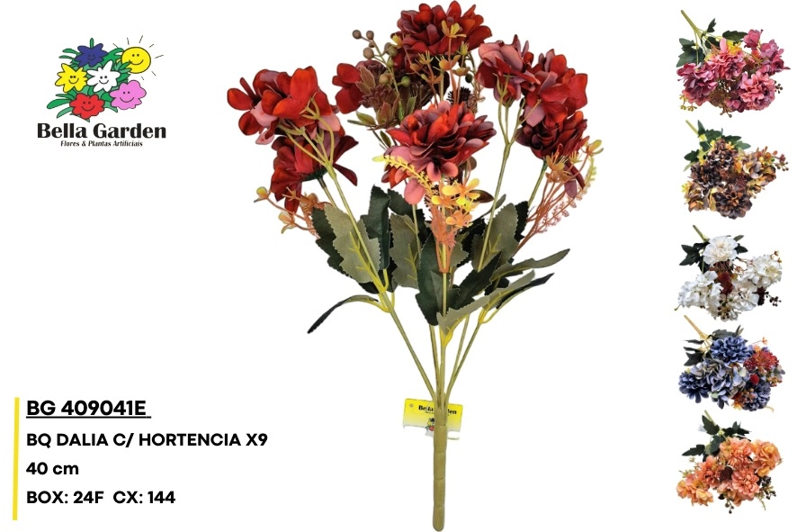 Buque Dalia Hortencia X9 40cm Bg 409041e F.bella Flor