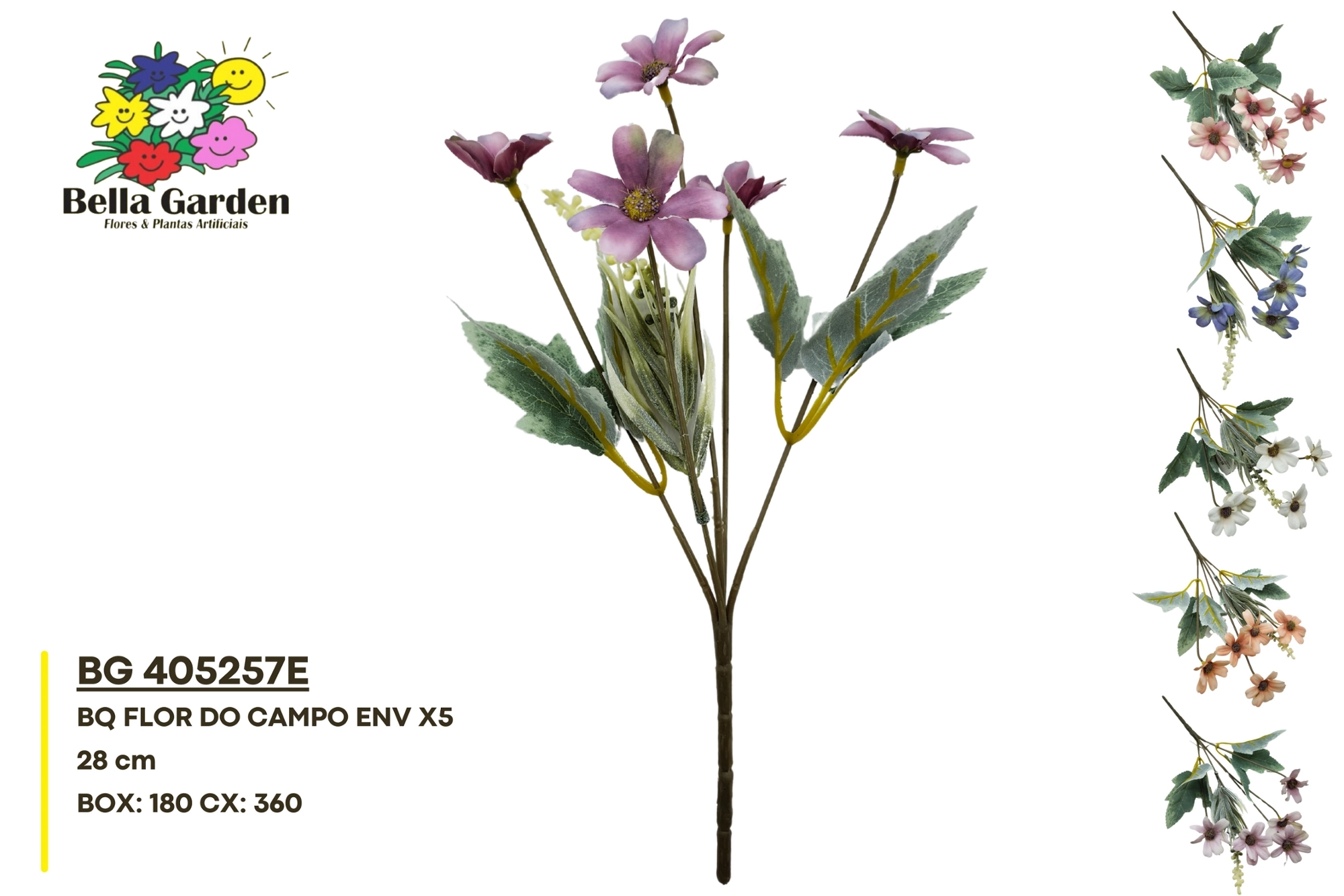 Buque Flor Campo Envelhecido X5 28cm Bg 405257e F.bella Flor