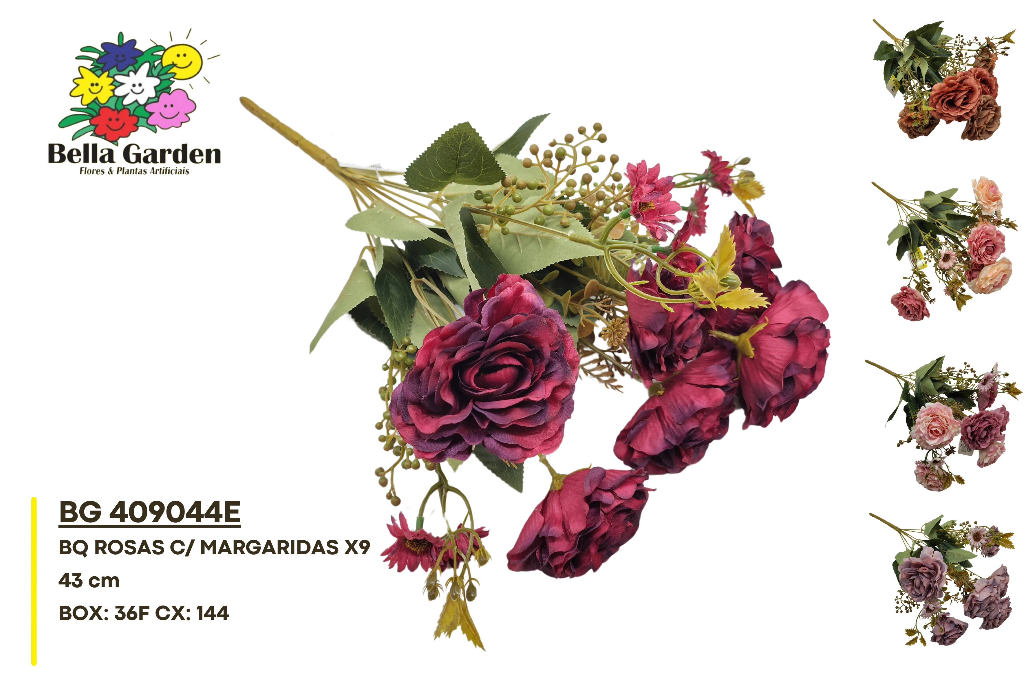 Buque Rosas Margaridas X9 43cm Bg 409044e F.bella Flor