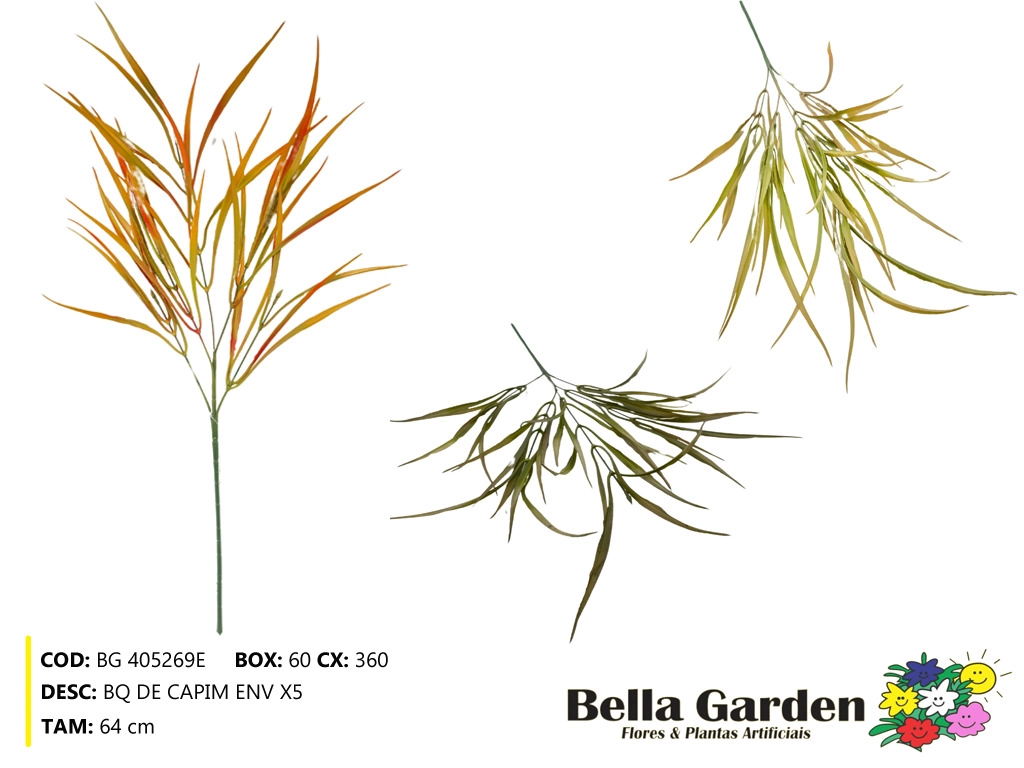 Buque Capim Envelhecido X5 64cm Bg 405269e F.bella Flor