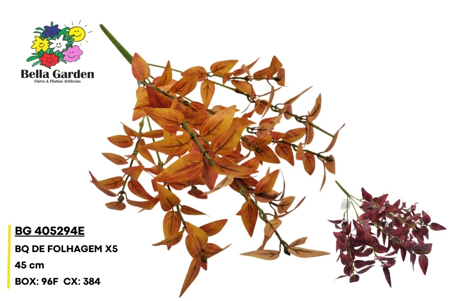 Buque Folhagem Envelhecido X5 45cm Bg 405294e F.bella Flor