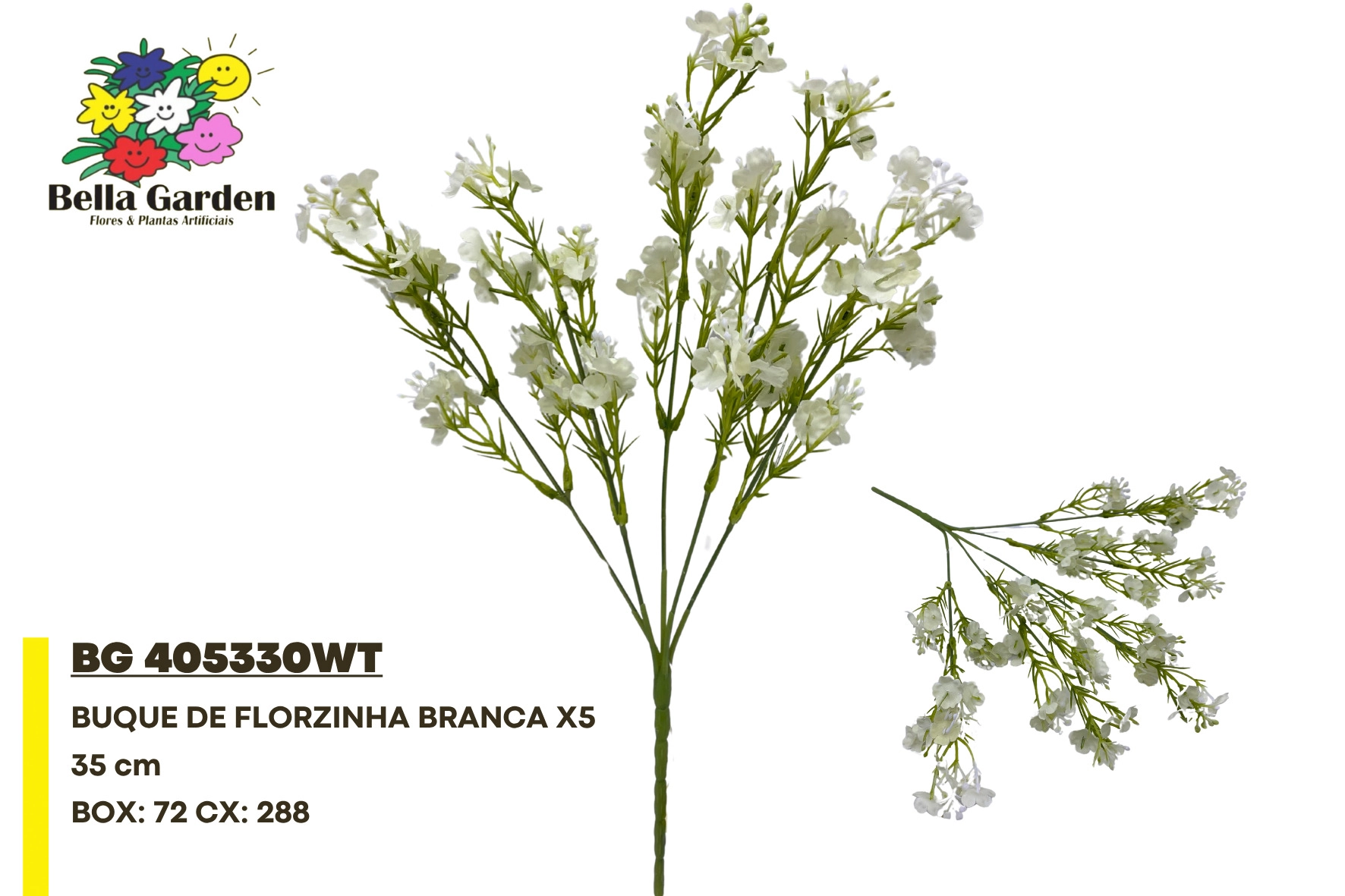 Buque Florzinha Branca X5 35cm Bg 405330wt F.bella Flor