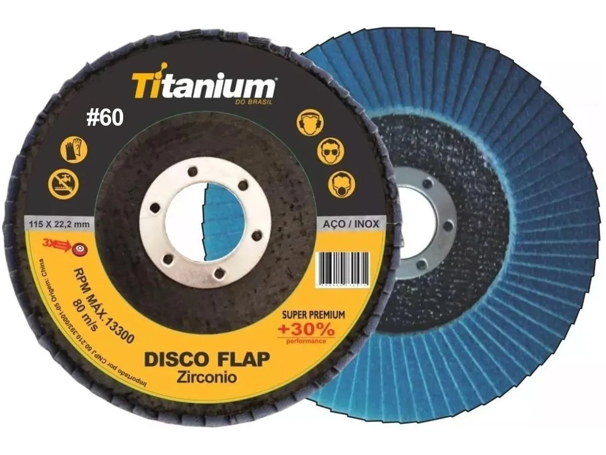 Disco Flap De Zircônio De 4.1/2 Pol. Grão 60 - Titanium