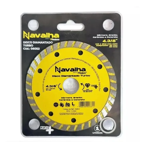 Disco Diamantado Navalha Turbo Porcelanato 4.3/8  X 110mm
