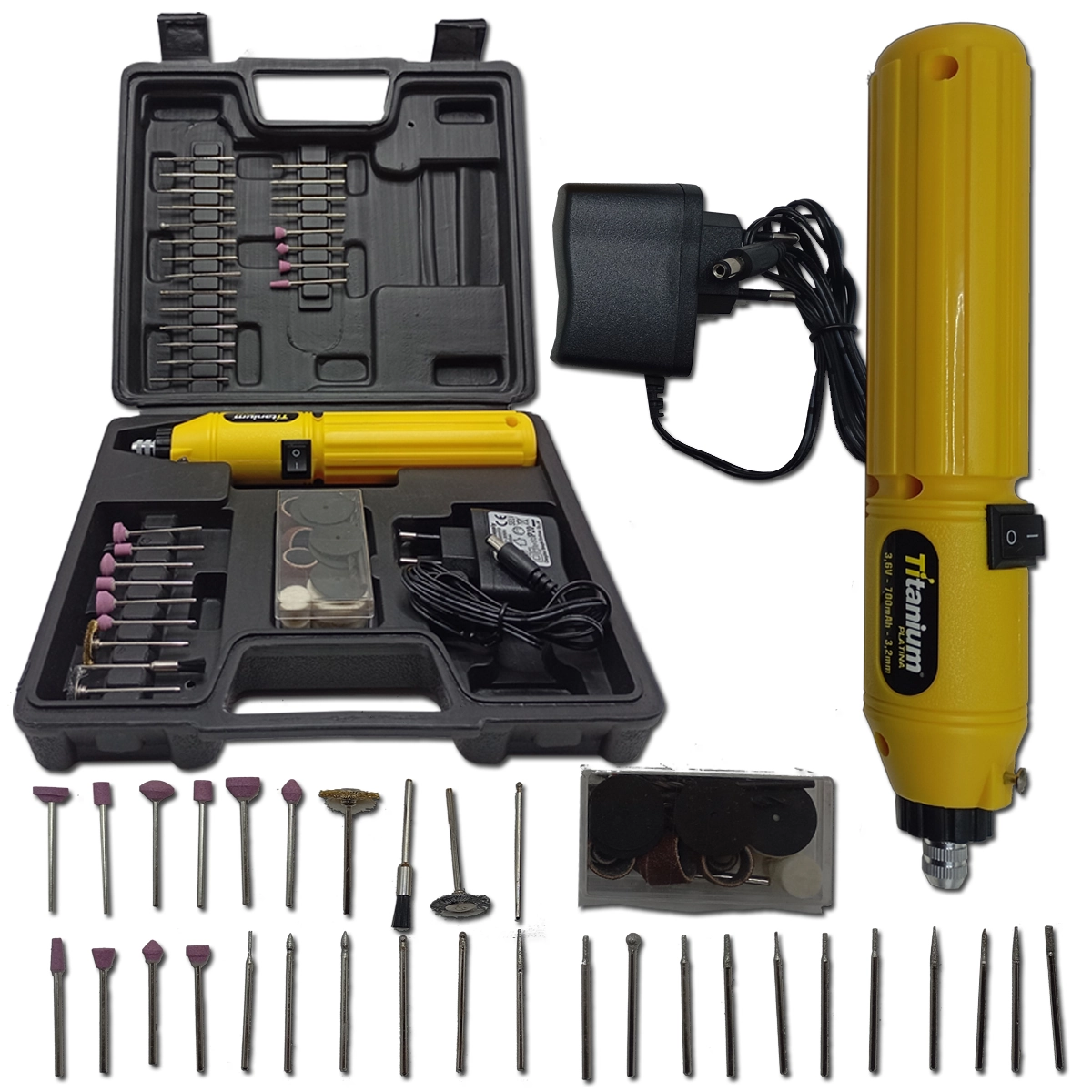 Kit Micro Retifica 3,6v Bivolt Com 60 Acessorios