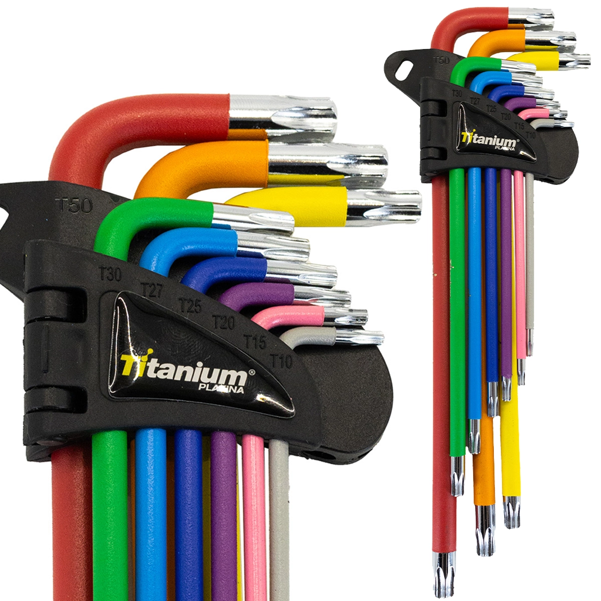 Kit Chave Torx Extra Longa T10, T15, T20, T25, T27, T30, T40, T45, T50 Crv - Acab. Colorido